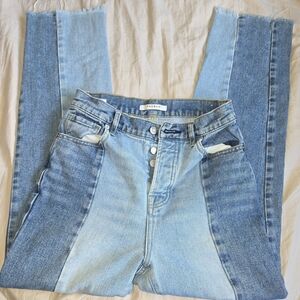 PacSun Two-Tone Blue Panel High-Waist Jeans